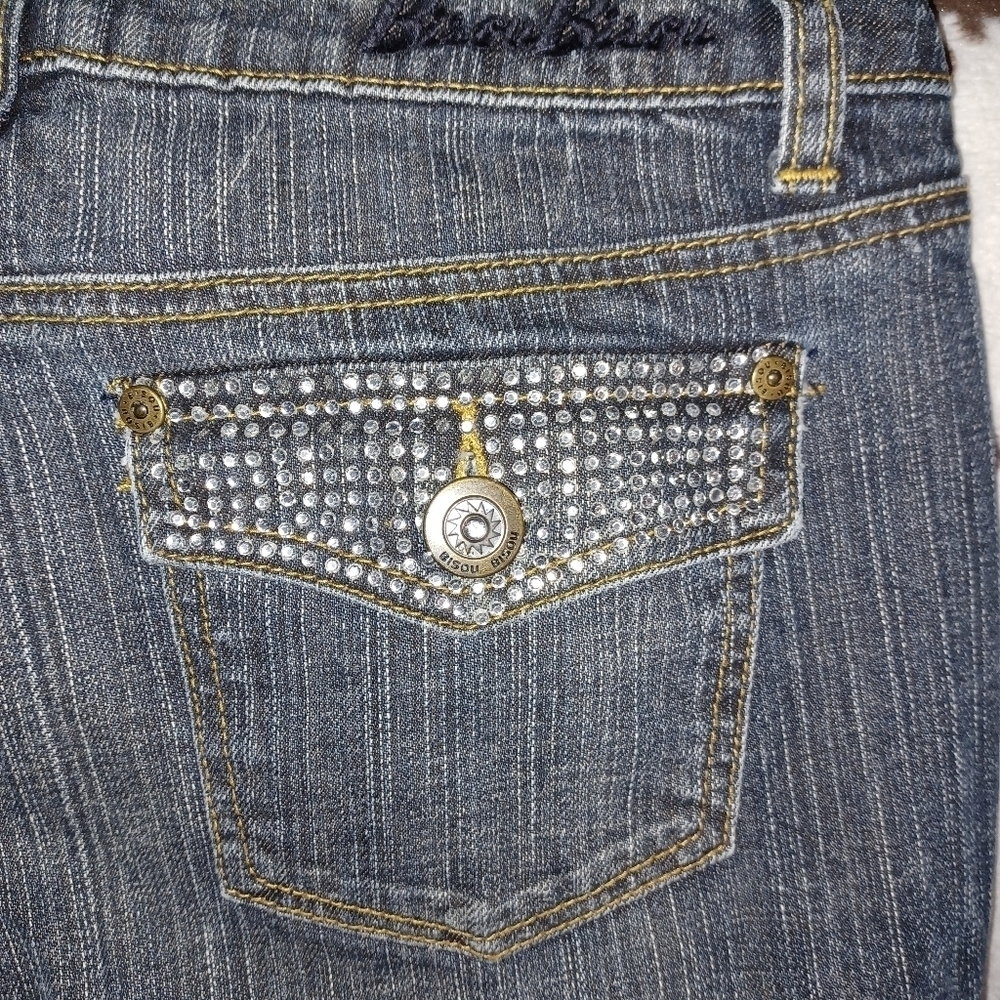 BISOU BISOU WOMENS JEANS, SIZE 8, 5 POCKET, WITH BLING. - Picture 2 of 9